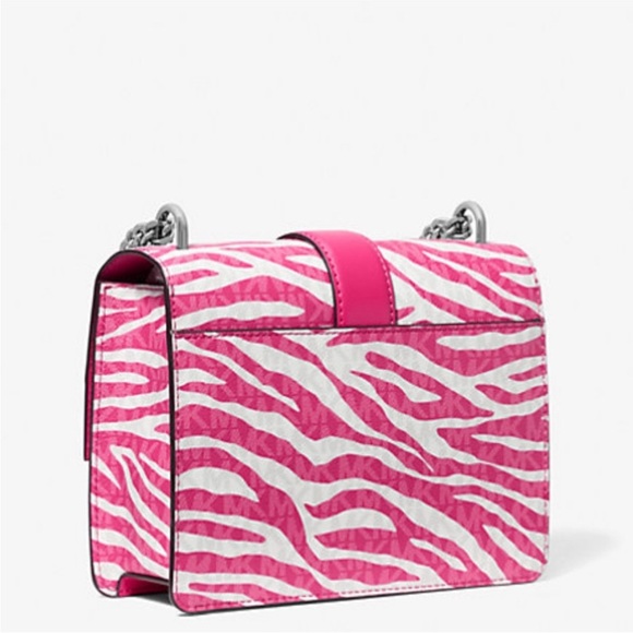 NWT Michael Kors MK Greenwich Pink & White Zebra Print Crossbody Shoulder Bag - Picture 9 of 9